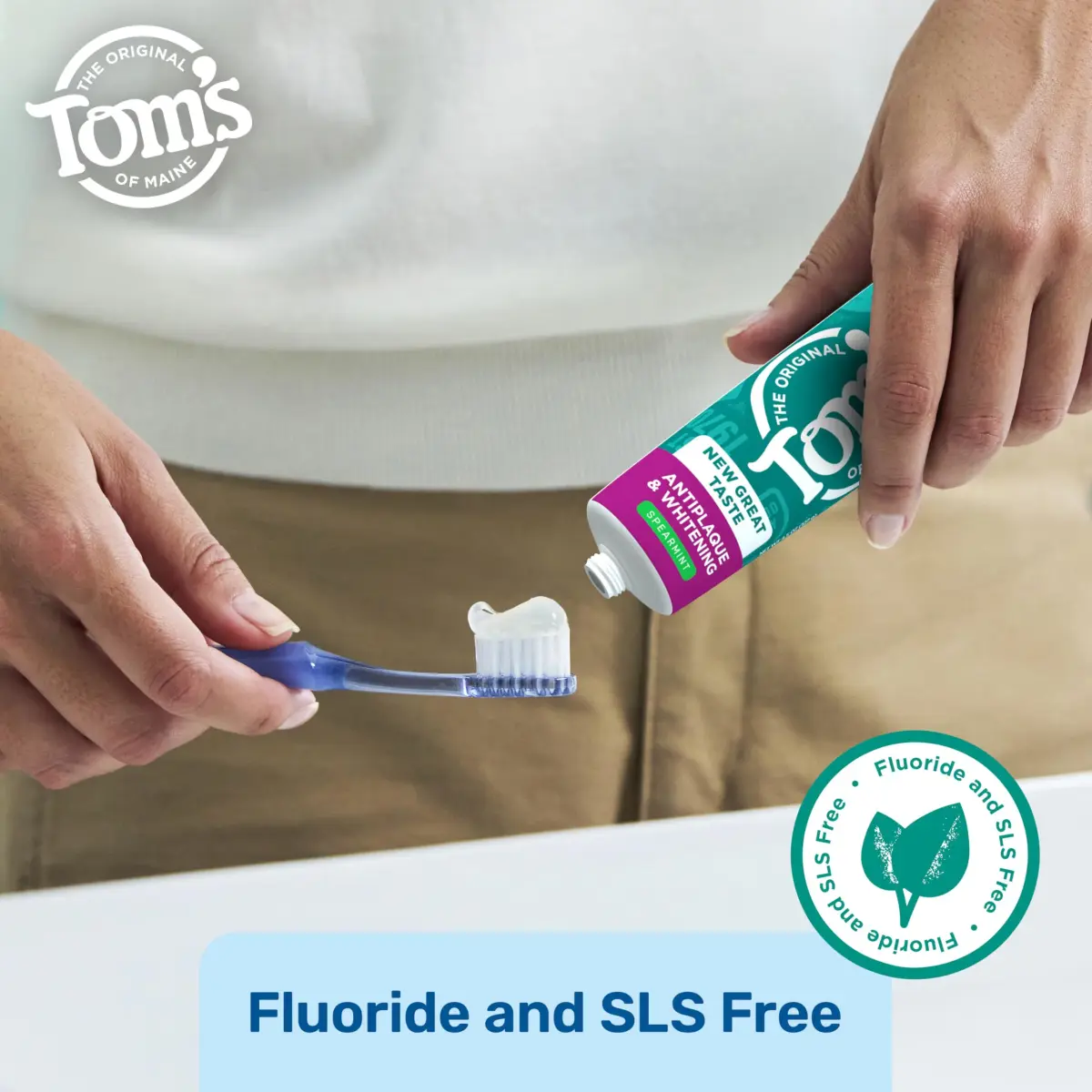Tom's of Maine Antiplaque and Whitening Toothpaste Spearmint 4.5 oz (128g) Tubes (3-Pack) | Fluoride-Free Whitening & Tartar Control - view 5