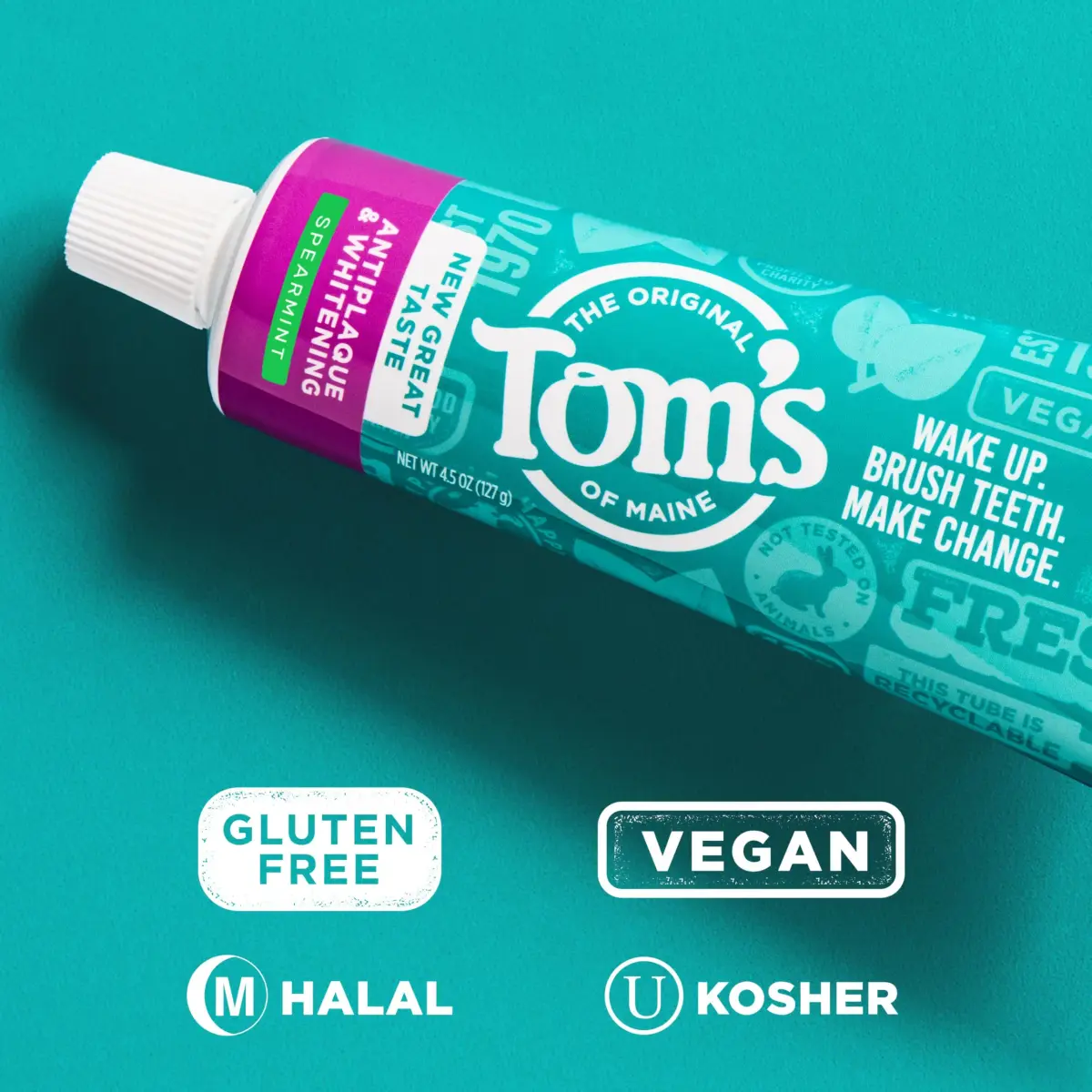Tom's of Maine Antiplaque and Whitening Toothpaste Spearmint 4.5 oz (128g) Tubes (3-Pack) | Fluoride-Free Whitening & Tartar Control - view 7