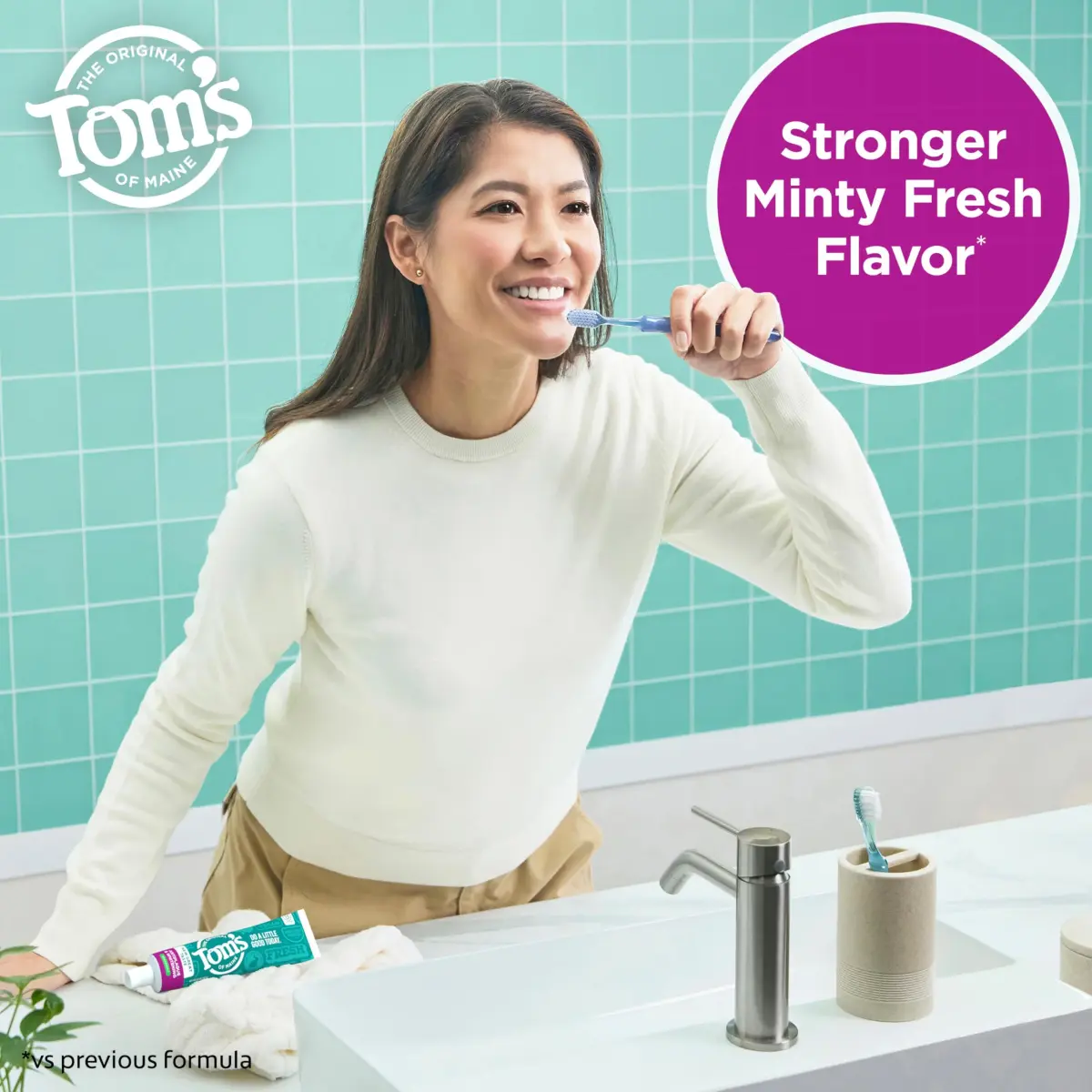 Tom's of Maine Antiplaque and Whitening Toothpaste Spearmint 4.5 oz (128g) Tubes (3-Pack) | Fluoride-Free Whitening & Tartar Control - view 3