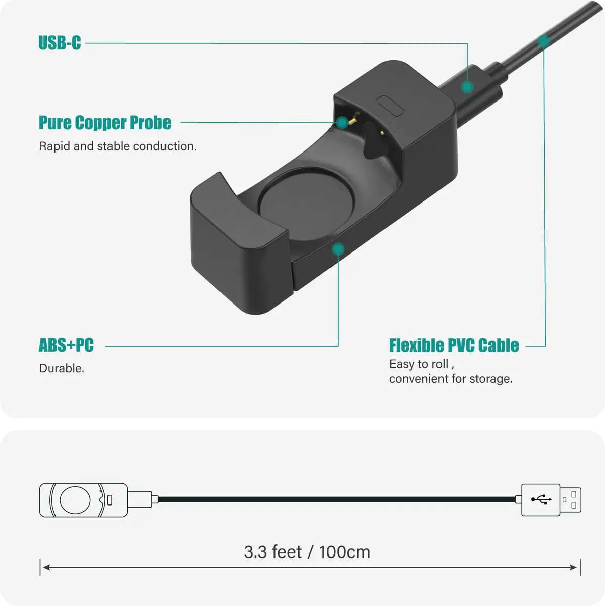 TUSITA Charger Cable Compatible with Withings Scanwatch 2 | 1M Fast Charging - view 4