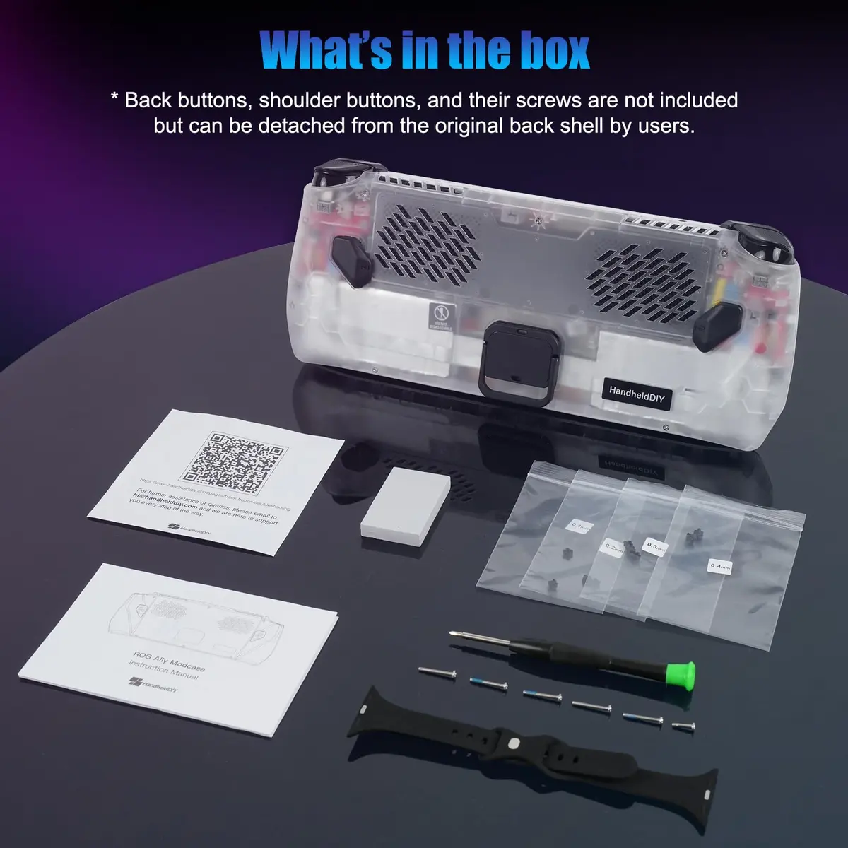HandheldDIY Cooling Modcase for ROG Ally | Heat Management Shell with Kickstand & Nameplate (Translucent, 98g) - view 6
