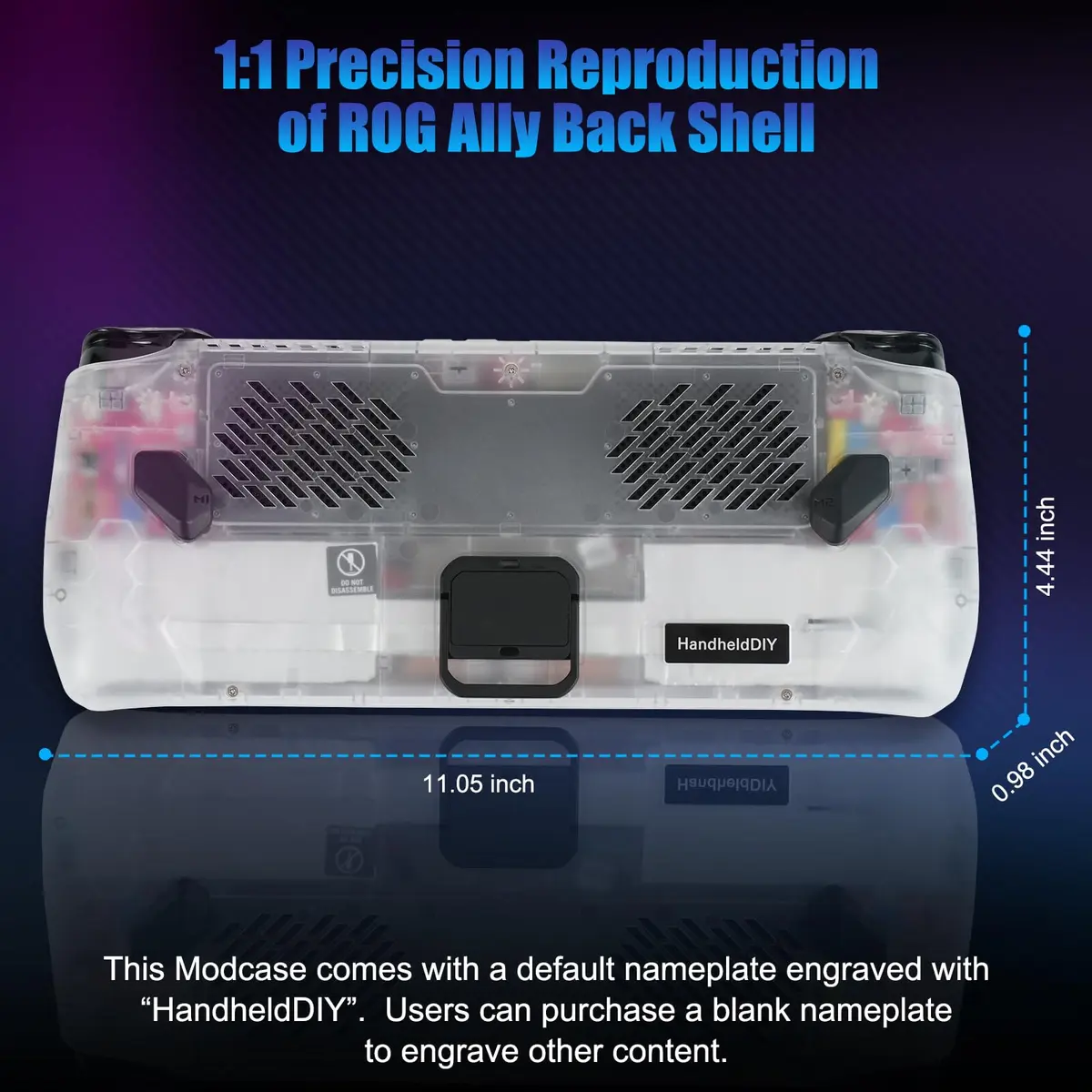 HandheldDIY Cooling Modcase for ROG Ally | Heat Management Shell with Kickstand & Nameplate (Translucent, 98g) - view 7