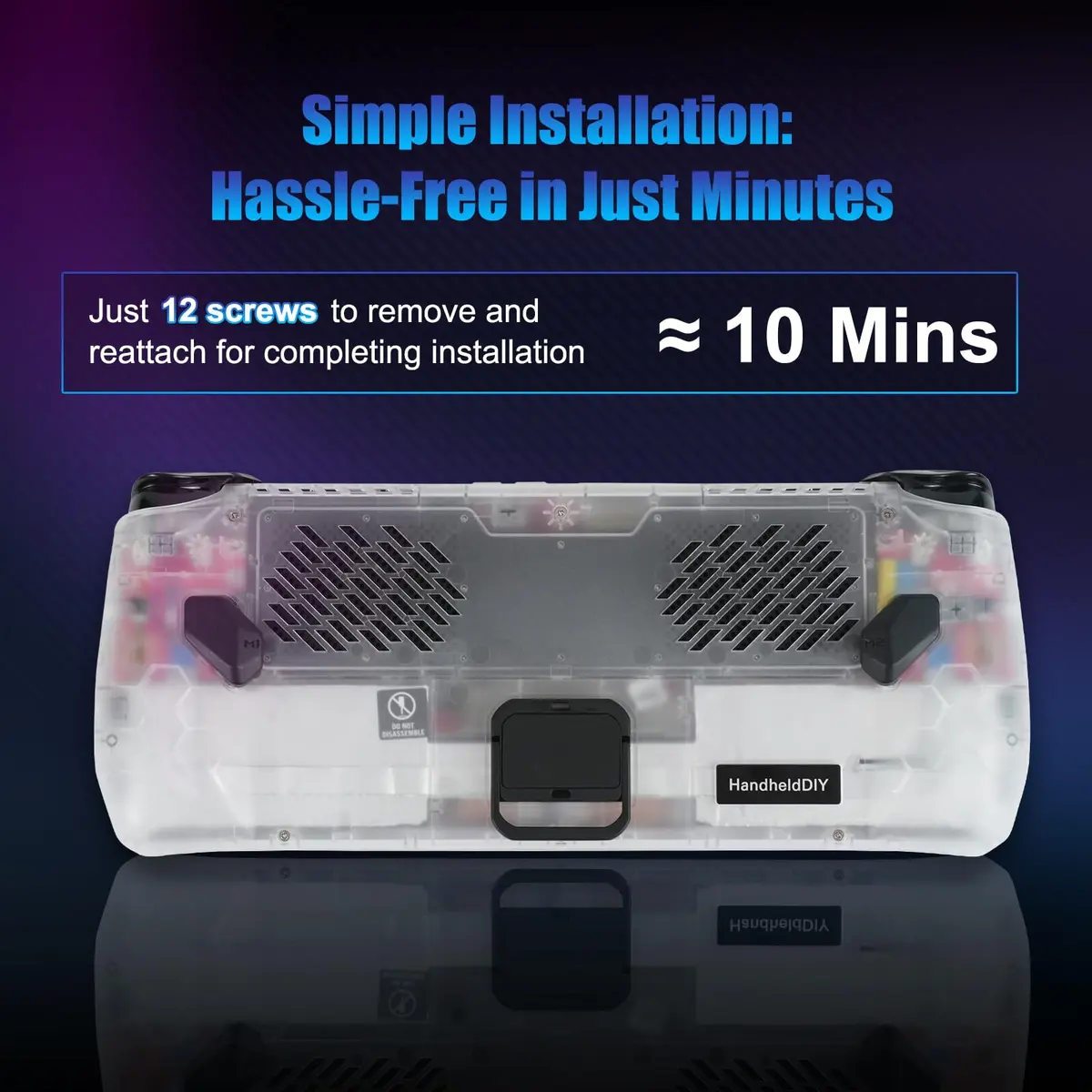 HandheldDIY Cooling Modcase for ROG Ally | Heat Management Shell with Kickstand & Nameplate (Translucent, 98g) - view 2