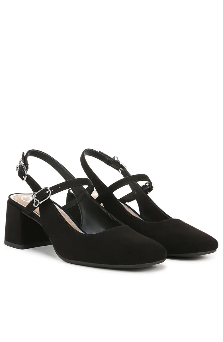 Sam & Libby Grace Pump Black Suede 10 | 2 Inch Block Heel, Buckle Closure, Fashion Dress - view 9