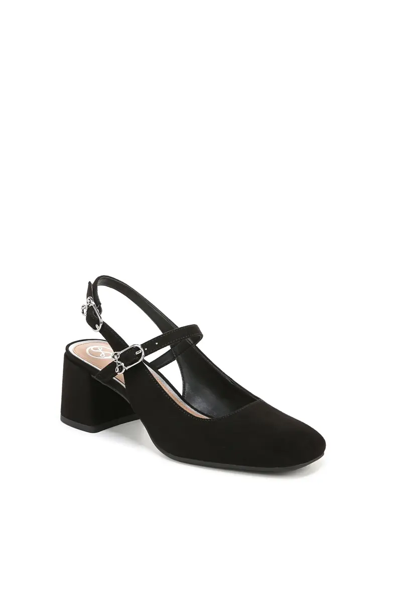 Sam & Libby Grace Pump Black Suede 10 | 2 Inch Block Heel, Buckle Closure, Fashion Dress - view 2