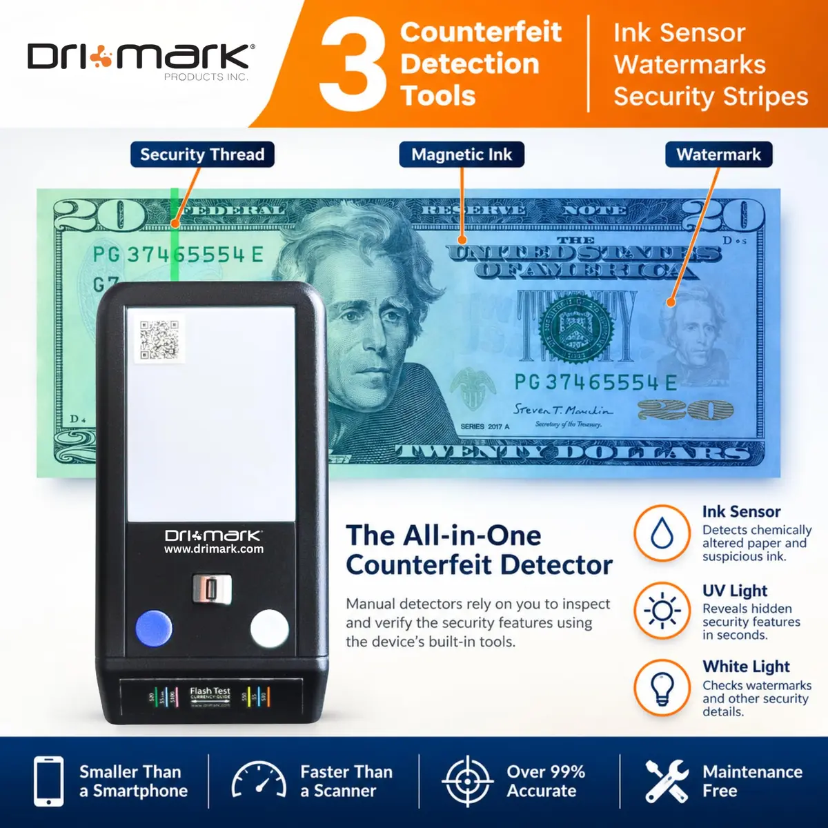 Dri Mark Counterfeit Bill Detector 4 Pack | Fast Watermark, Ink & UV Tests for Retail (70-120 chars) - view 6