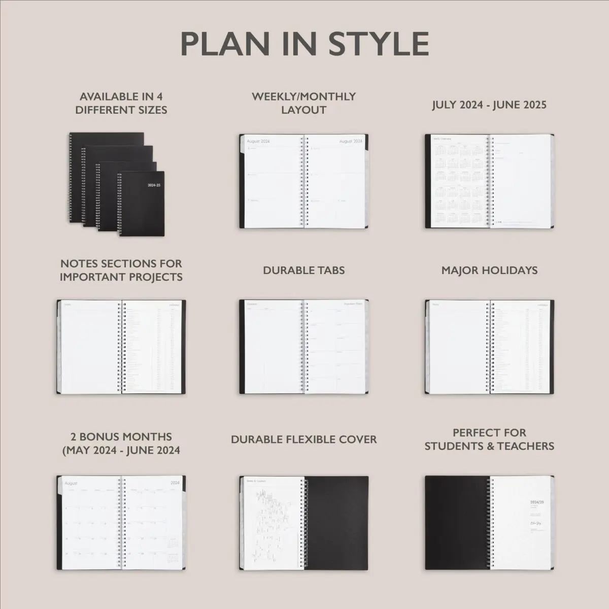 Blue Sky 2024-2025 Academic Year Weekly and Monthly Planner, 5" x 8" | Professional Planning for Students & Office - view 4