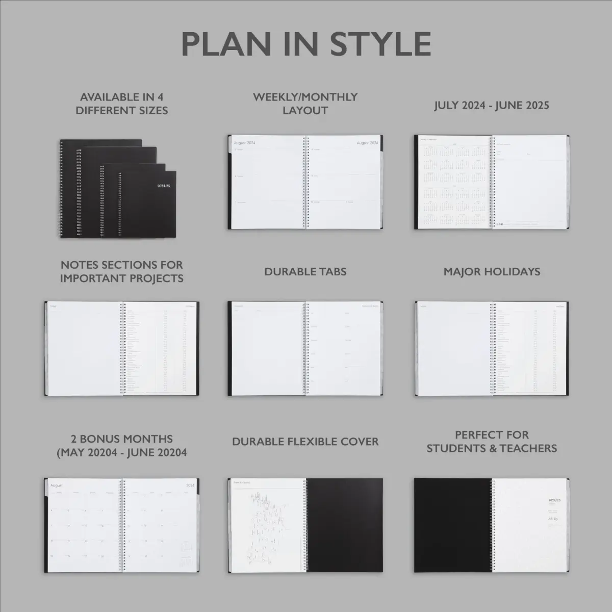 Blue Sky Enterprise Academic Year Weekly and Monthly Planner 8.5" x 11" | Professional Organization for Students & Office - view 4