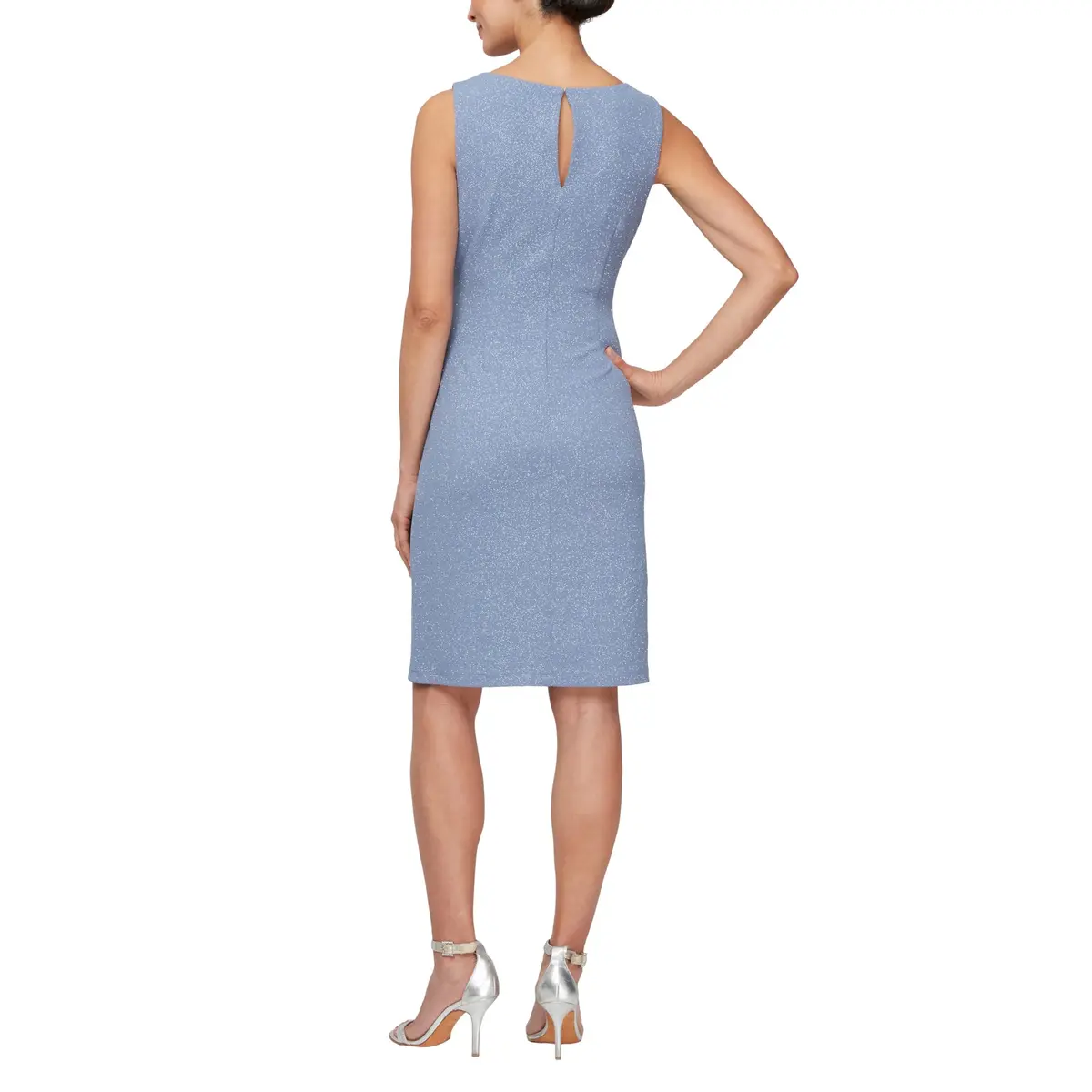 S.L. Fashions Women's Short Bolero Jacket Dress with Embellished Cutout (Petite and Regular Sizes), Periwinkle, 6P | Elegant Two-Piece Ensemble - view 2