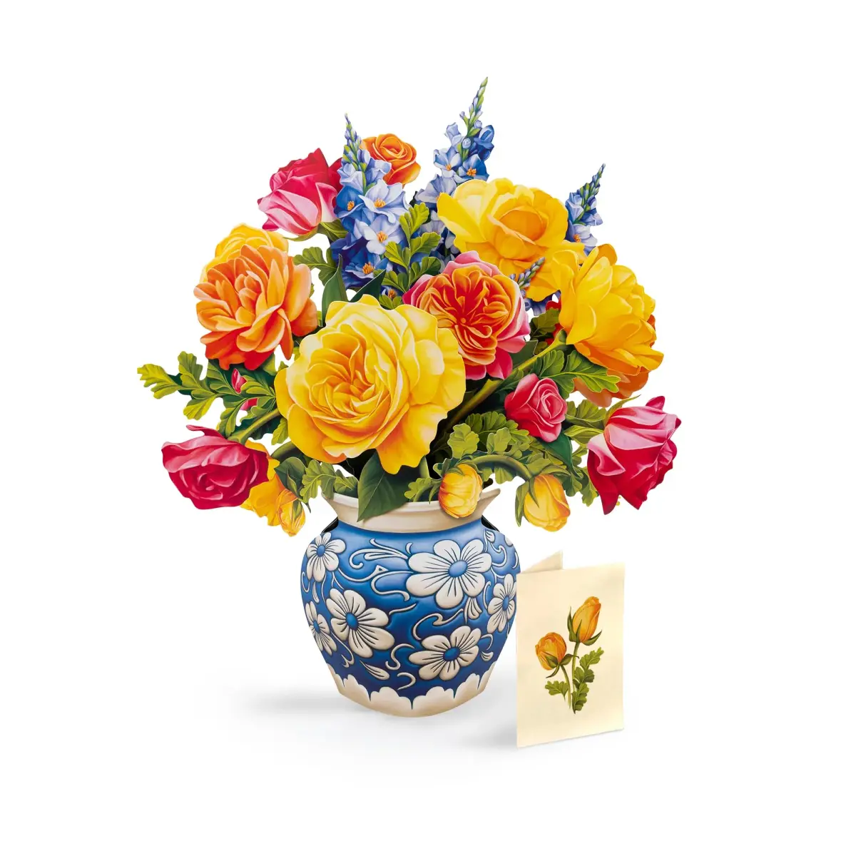 Freshcut Paper Sorbet Roses 3D Pop Up Card | Life-Sized Floral Art Centerpiece (13" x 12") - main product image