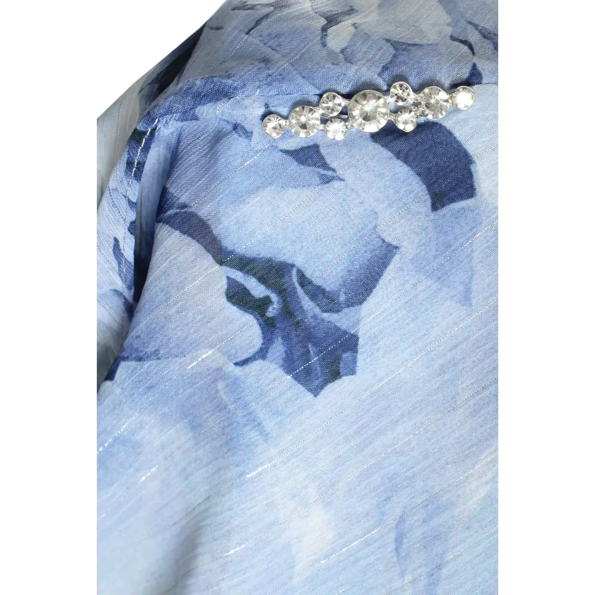 S.L. Fashions Women's Short Sleeve Floral Tiered Chiffon Cocktail Dress, Blue Multi, 14 | Elegant Summer Wedding Guest Attire - view 4