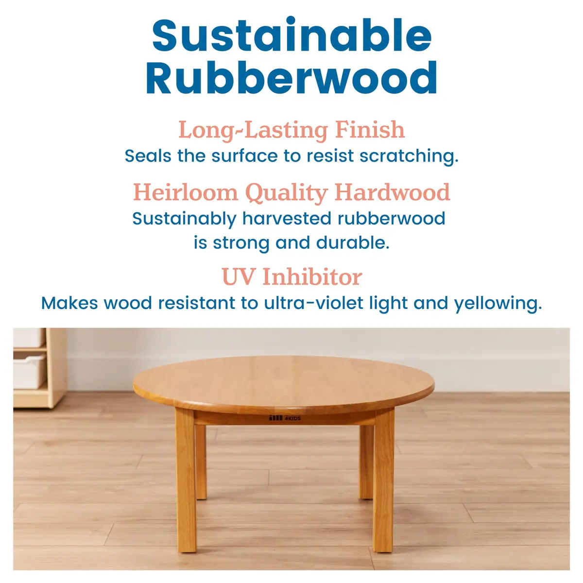 ECR4Kids 30in D Round Hardwood Table with 14in Legs | Kid-Sized Classroom Furniture - view 6