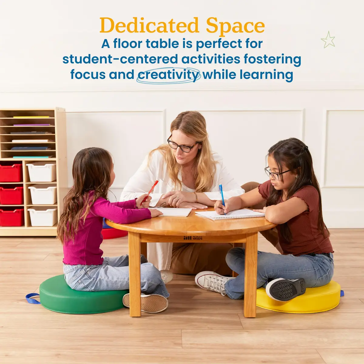 ECR4Kids 30in D Round Hardwood Table with 14in Legs | Kid-Sized Classroom Furniture - view 3
