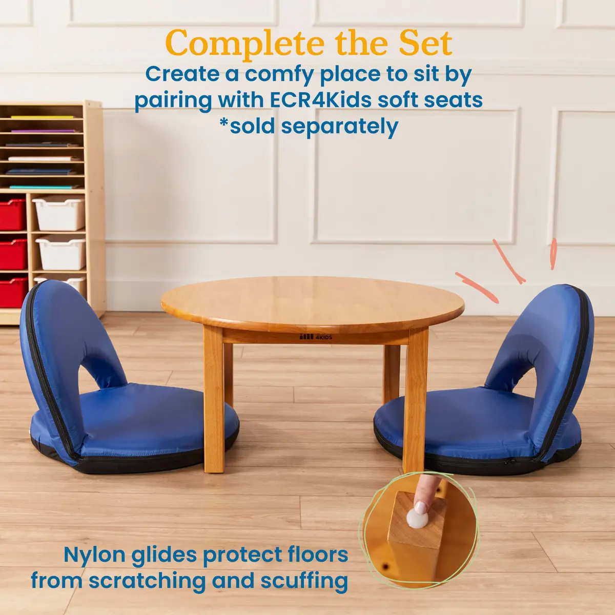 ECR4Kids 30in D Round Hardwood Table with 14in Legs | Kid-Sized Classroom Furniture - view 4