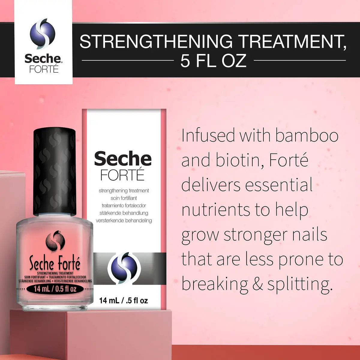 Seche Forte Strengthening Treatment Base Coat with Biotin & Bamboo 15ml (0.5 fl oz) | Professional Nail Reinforcement - view 3