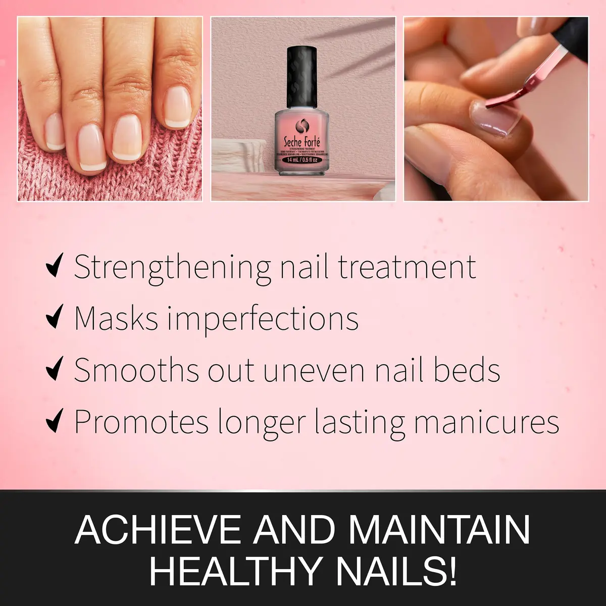 Seche Forte Strengthening Treatment Base Coat with Biotin & Bamboo 15ml (0.5 fl oz) | Professional Nail Reinforcement - view 4