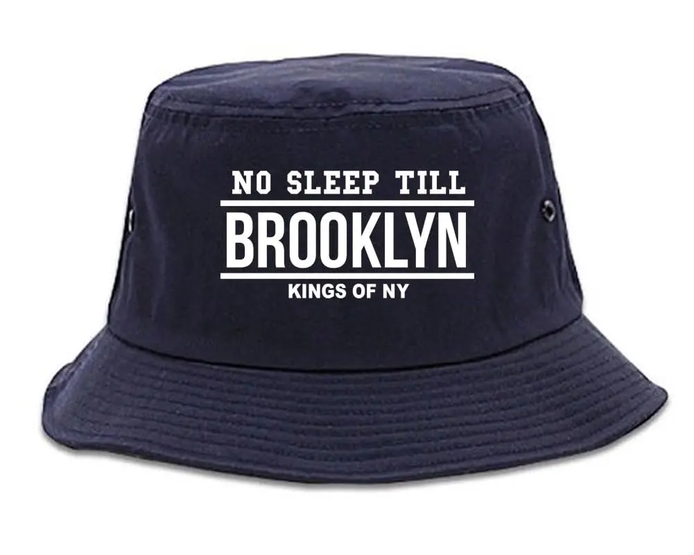 Kings Of NY No Sleep Till Brooklyn Bucket Hat Navy Blue | 100% Cotton, Sun Protection, Unisex - main product image