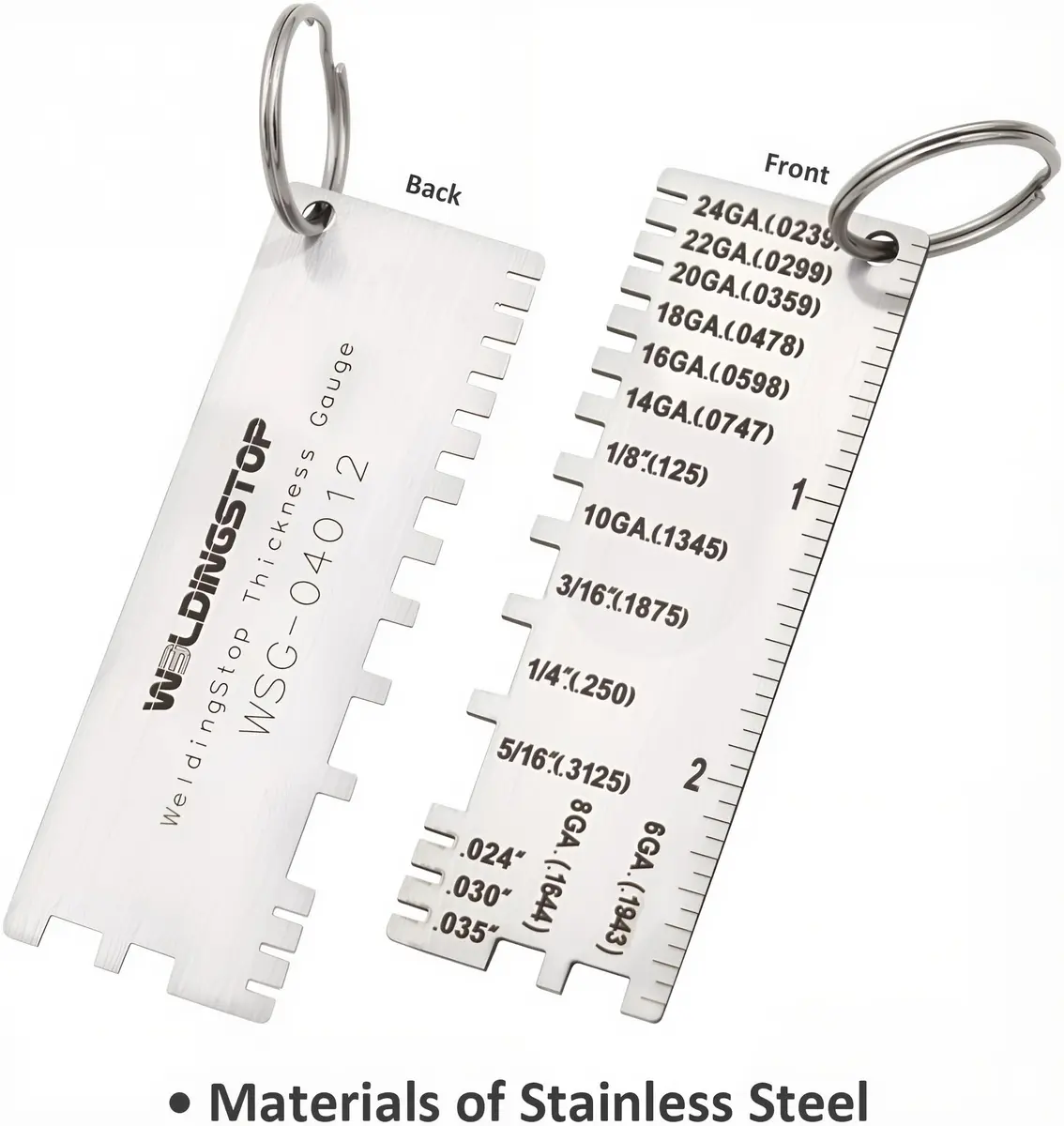WeldingStop 4-Piece Metal Sheet Thickness Gauge Set 72.5mm (2.85") | Laser Engraved Scales for Precision Welding - view 2