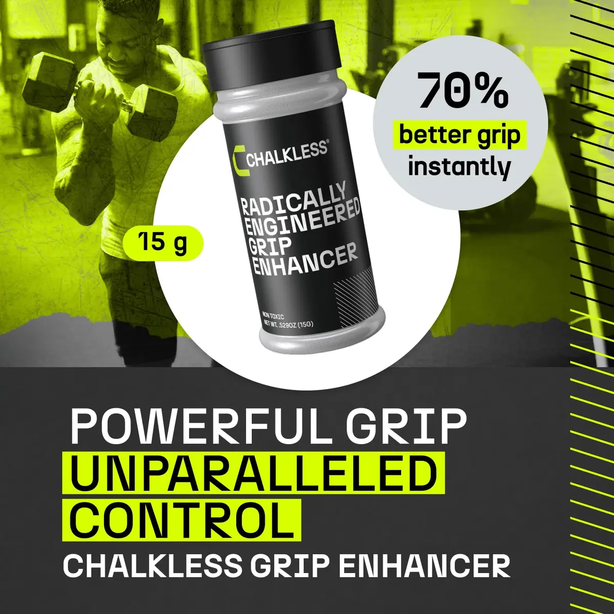 Chalkless Grip Enhancer 15g (0.53 oz) | Premium Liquid Chalk Alternative for Weightlifting, Yoga, Gaming - view 2