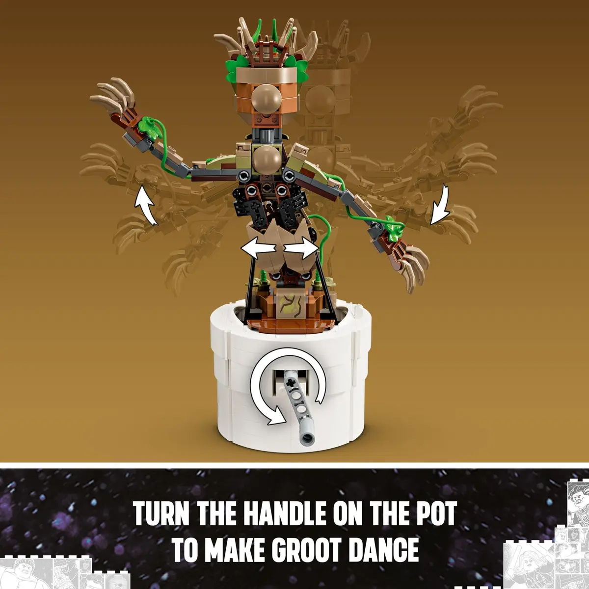 LEGO Marvel Dancing Groot 76297 Toy | Buildable Super Hero Playset with Interactive Dancing Function - view 3