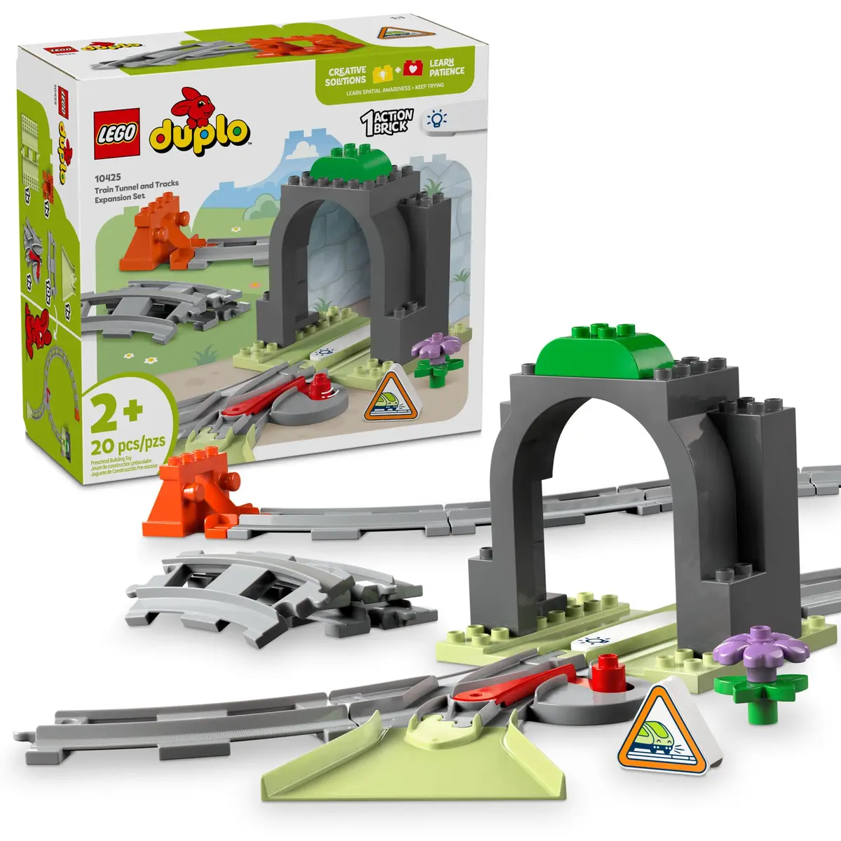 LEGO DUPLO Town Train Tunnel and Tracks Expansion Set | 10 Extra Train Track Pieces for Toddlers 2+ - main product image