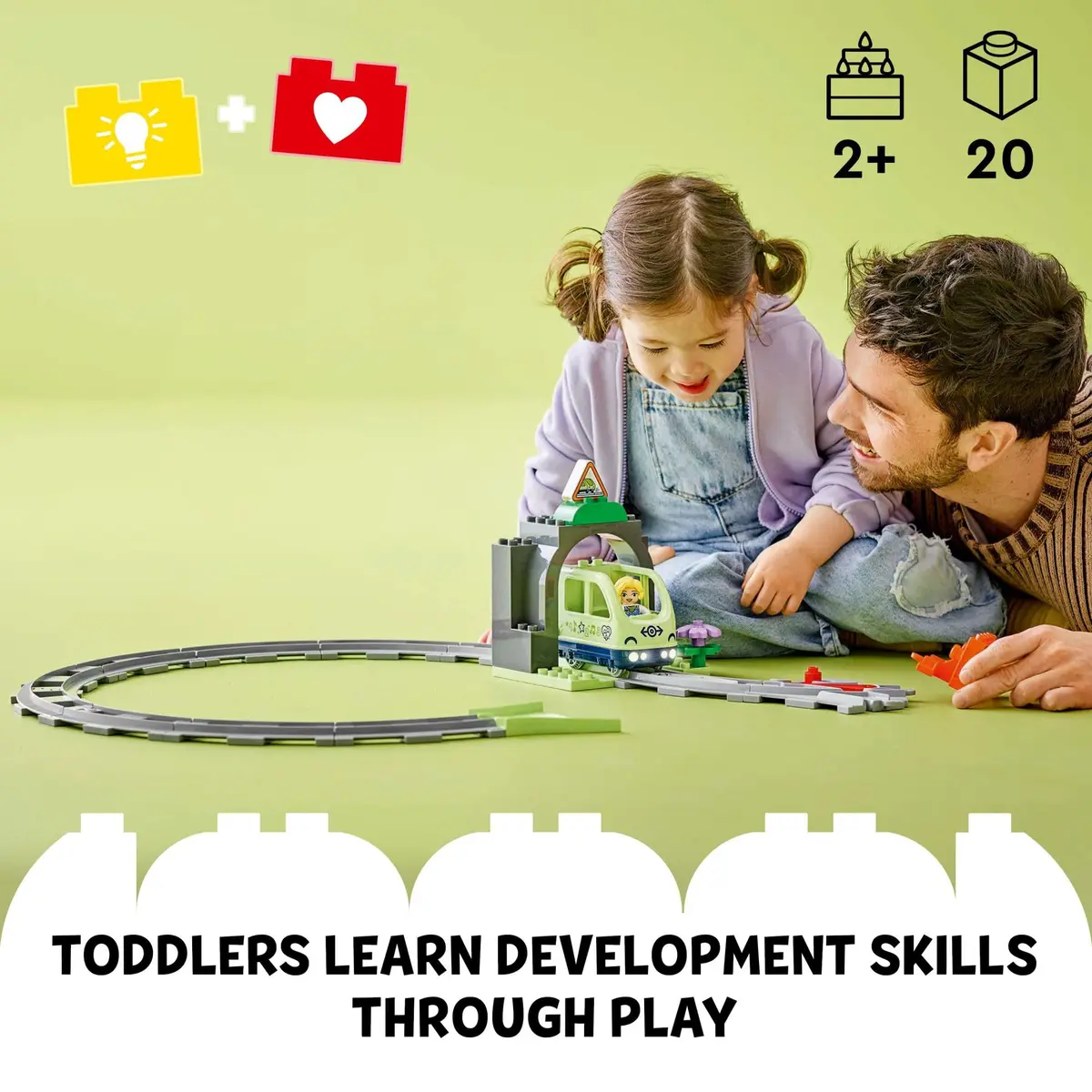 LEGO DUPLO Town Train Tunnel and Tracks Expansion Set | 10 Extra Train Track Pieces for Toddlers 2+ - view 2