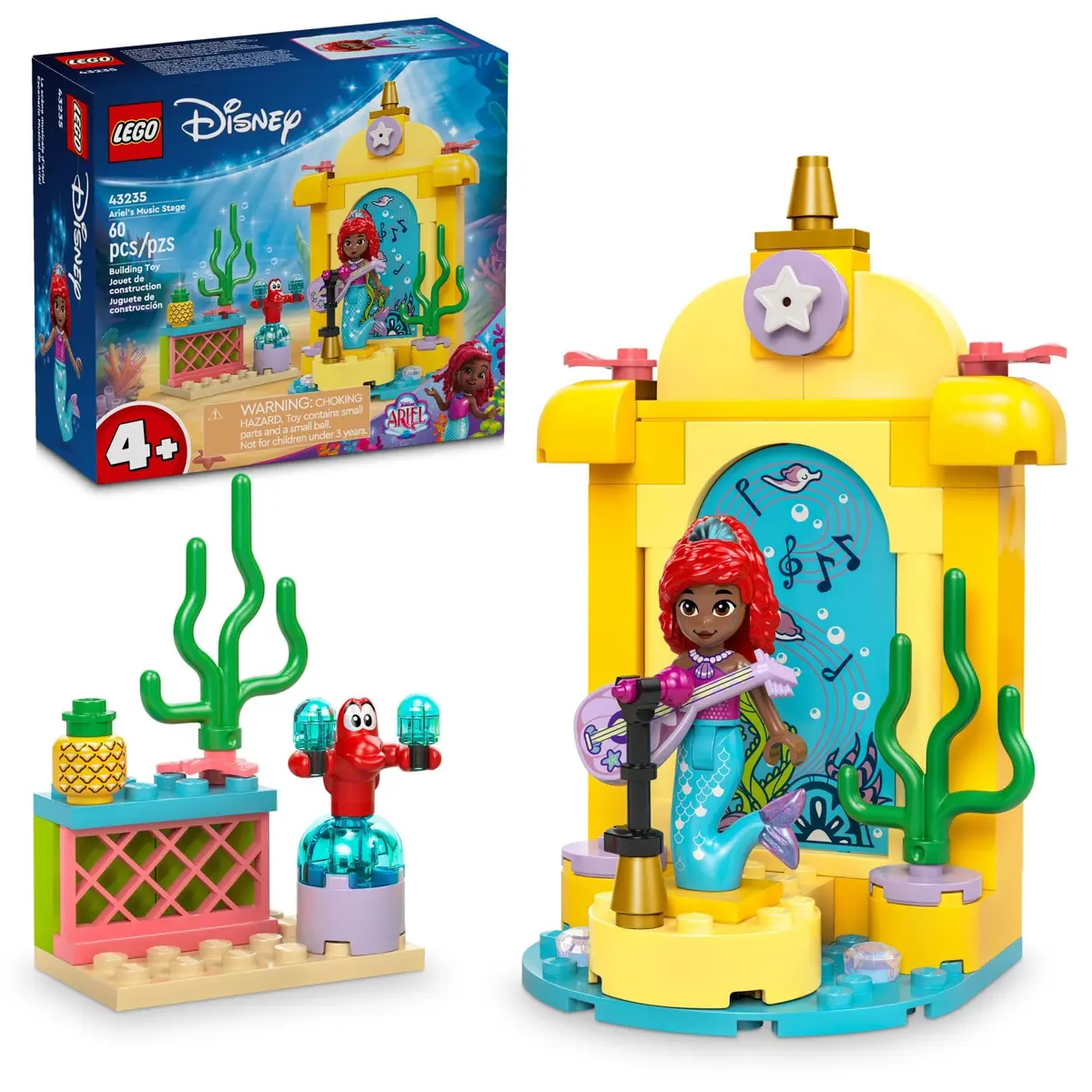 LEGO Disney Princess Ariel's Music Stage Building Toys - Pretend Play Little Mermaid Toys for Girls & Boys, Ages 4+ Years - Gift Ideas for Kids (60 pcs, Multicolor) - main product image