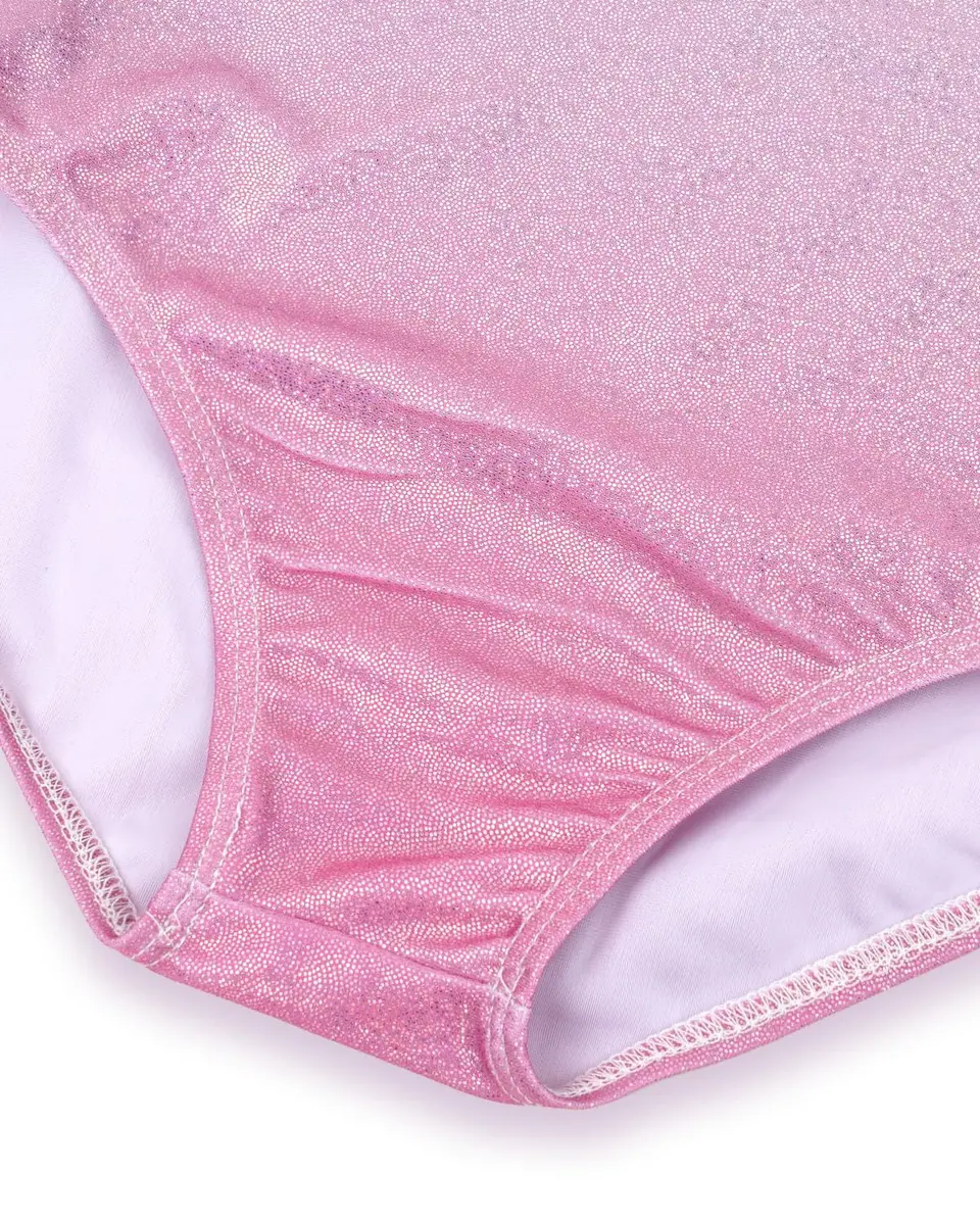 Gogokids Girls Sleeveless Sparkly Gymnastics Leotard Set with Shorts & Hairband, Pink Gradient (5-6 Years) - view 4