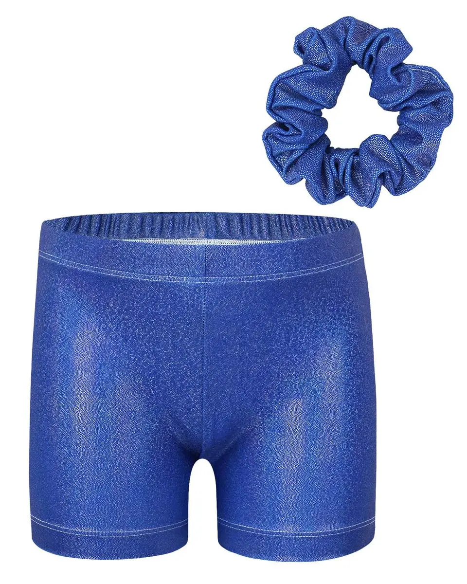 Gogokids Girls Sleeveless Sparkly Gymnastics Leotard Set with Shorts & Hairband (Blue Gradient, 8-9 Years) - view 2