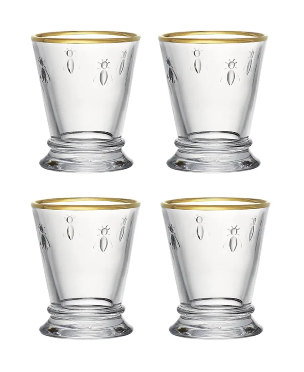 La Rochère Gold Rimmed Napoleon Bee Tumbler Set of 4 – 295ml (10 oz) | French Elegance for Your Table - main product image