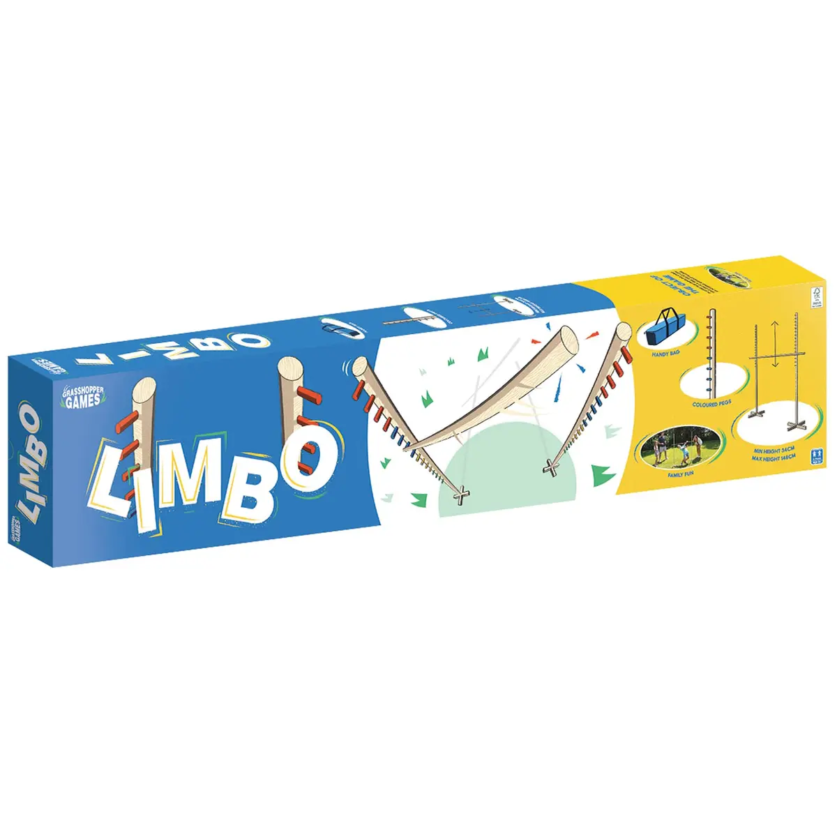 Grasshopper Games Limbo Classic Game, Wooden Set, Test Flexibility & Balance, Outdoor & Indoor Play, Travel Bag, Family Age 3+ - view 2