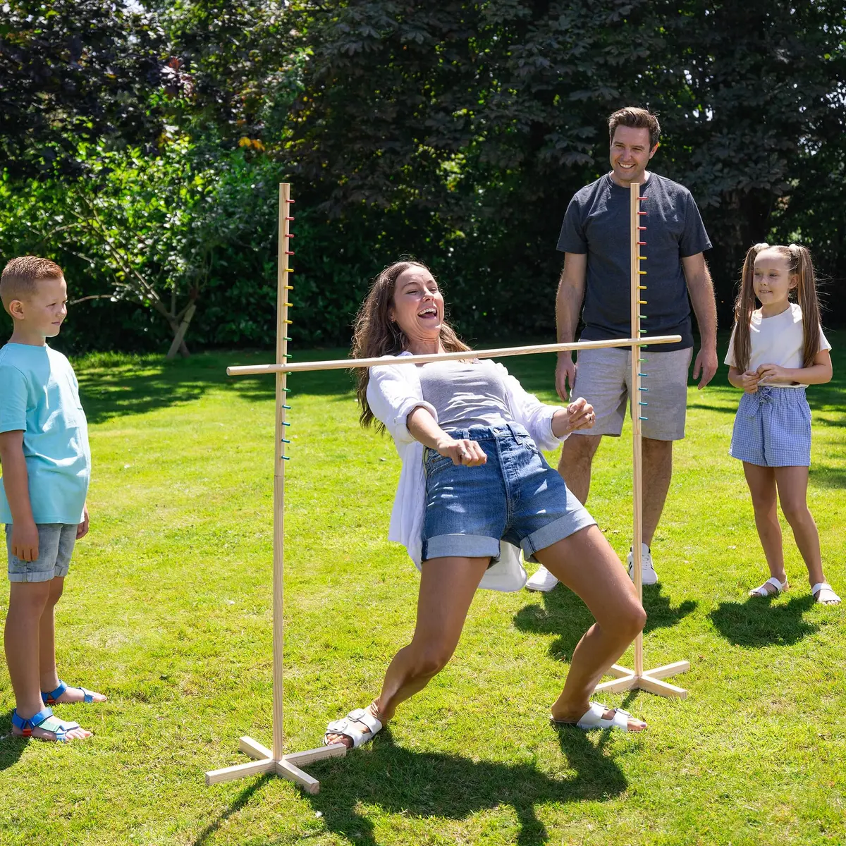 Grasshopper Games Limbo Classic Game, Wooden Set, Test Flexibility & Balance, Outdoor & Indoor Play, Travel Bag, Family Age 3+ - view 3