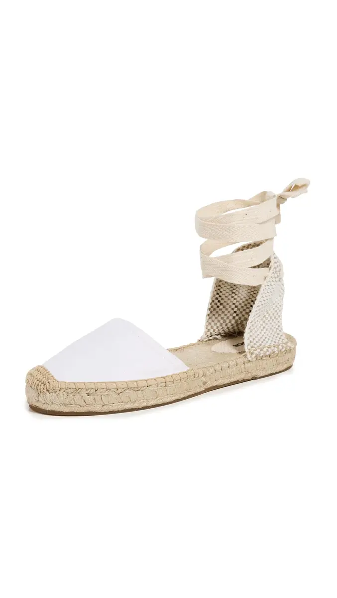 Soludos Women's Lauren Lace-Up Espadrilles Oasis White 8-8.5 Medium US | Comfortable & Chic - main product image