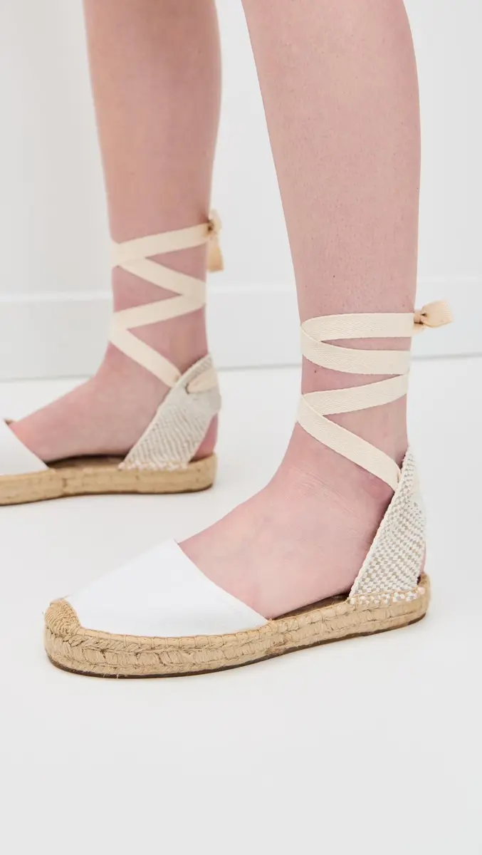 Soludos Women's Lauren Lace-Up Espadrilles Oasis White 8-8.5 Medium US | Comfortable & Chic - view 2