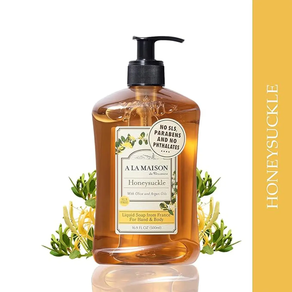 A LA MAISON French Liquid Hand Soap, Honeysuckle - Natural Hand Wash Made with Essential Oils - Biodegradable, Plant-Based, Vegan, Cruelty-Free, Alcohol & Paraben Free (16.9 oz, 6 Pack) - view 2