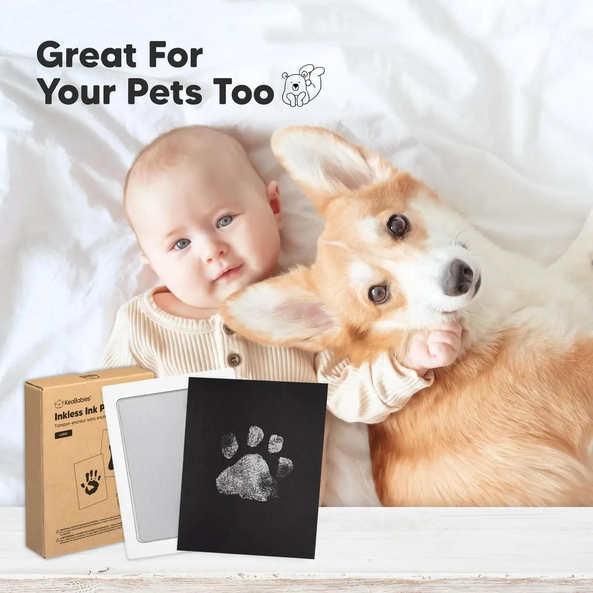KeaBabies Inkless Baby Hand and Footprint Kit, Mess Free, 4 Pack, Gold/Silver | Safe & Easy Keepsake Creation - view 5