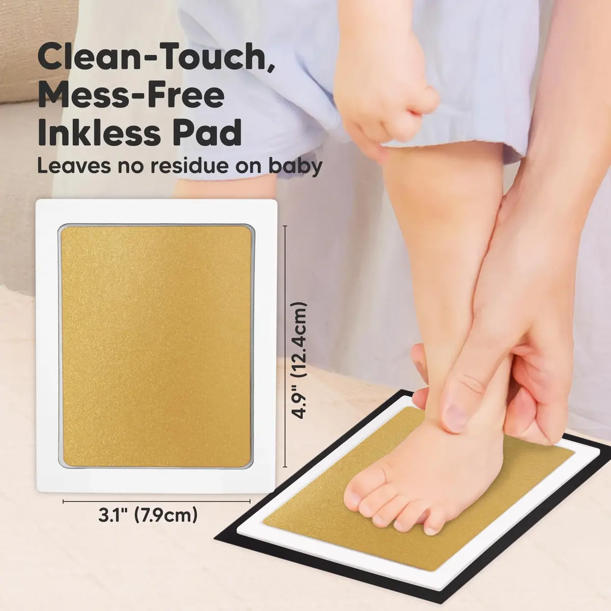 KeaBabies Inkless Baby Hand and Footprint Kit, Mess Free, 4 Pack, Gold/Silver | Safe & Easy Keepsake Creation - view 2