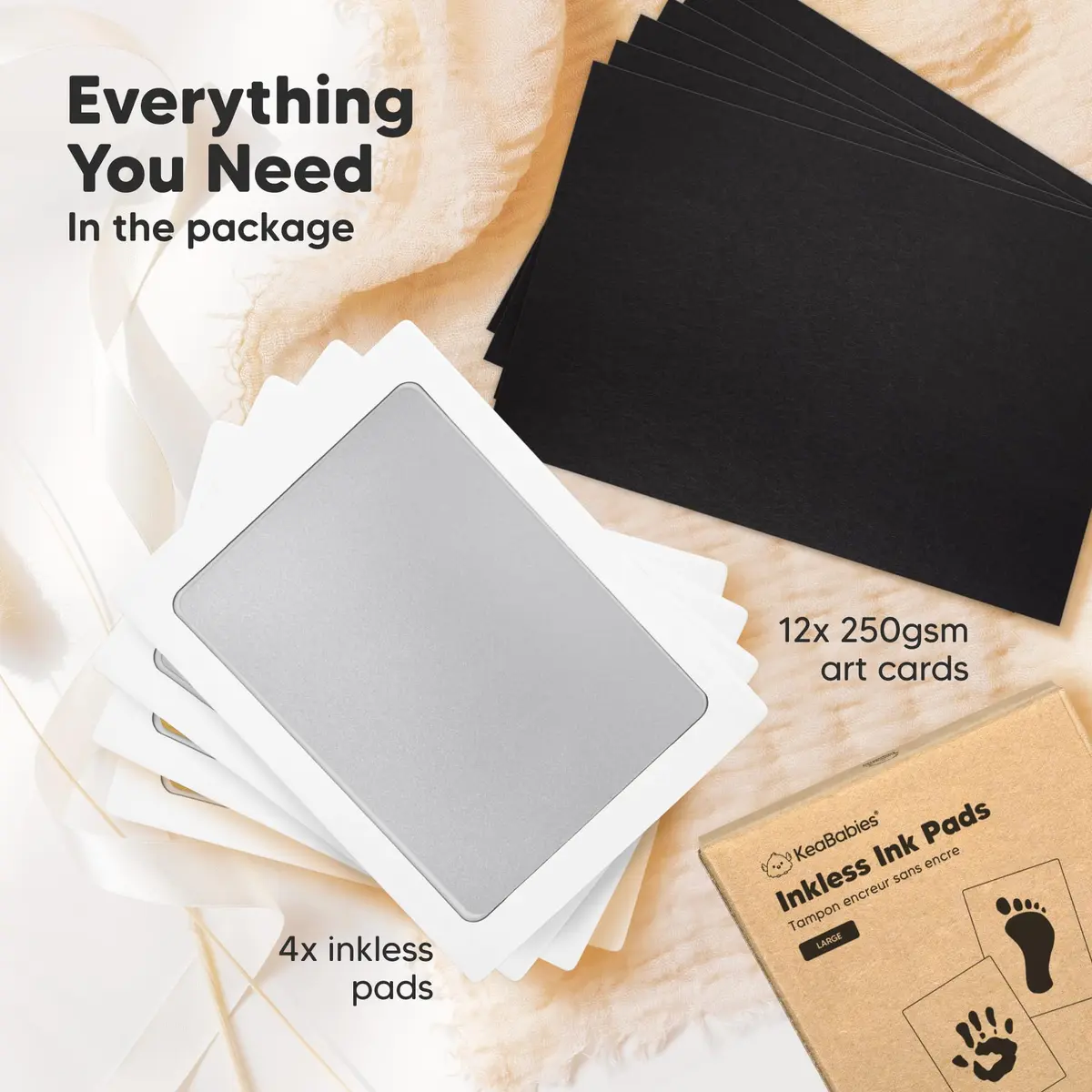 KeaBabies Inkless Baby Hand and Footprint Kit, Mess Free, 4 Pack, Gold/Silver | Safe & Easy Keepsake Creation - view 3