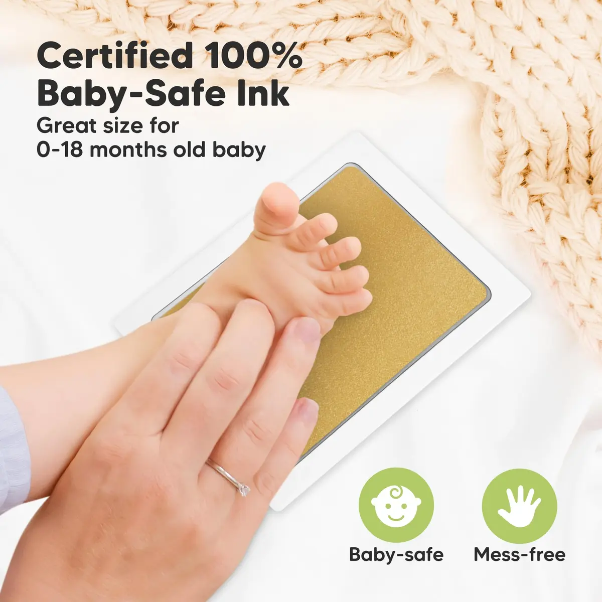 KeaBabies Inkless Baby Hand and Footprint Kit, Mess Free, 4 Pack, Gold/Silver | Safe & Easy Keepsake Creation - view 4