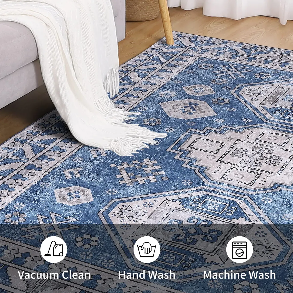 WESTLOOM Runner Rug 2x6 Feet | Washable Non-Slip Vintage Medallion (70-120 chars) - view 4