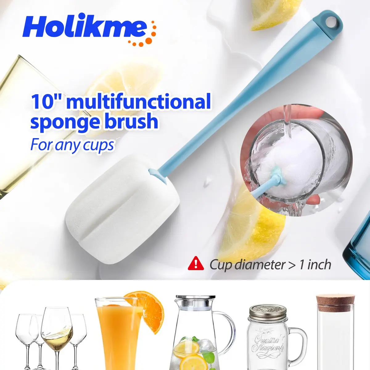 Holikme Bottle Brush Tube Cleaning Lab Set with Long Handle | 11 Pack, Long Handle for Narrow Bottles & Decanters - view 4