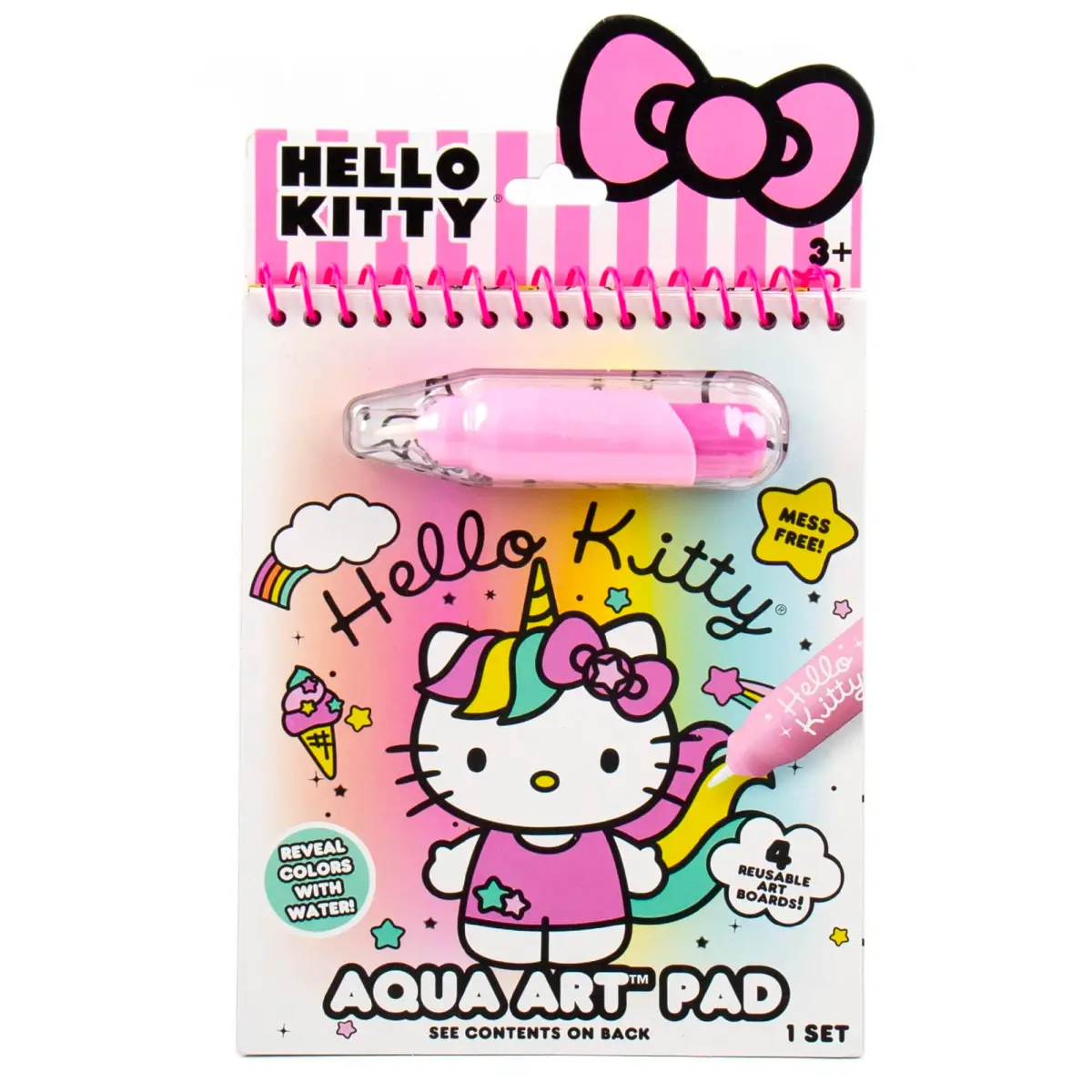 Hello Kitty Aqua Art Pad 4 Art Pages | Mess-Free Water Reveal Activity Pad with Brush Set - main product image