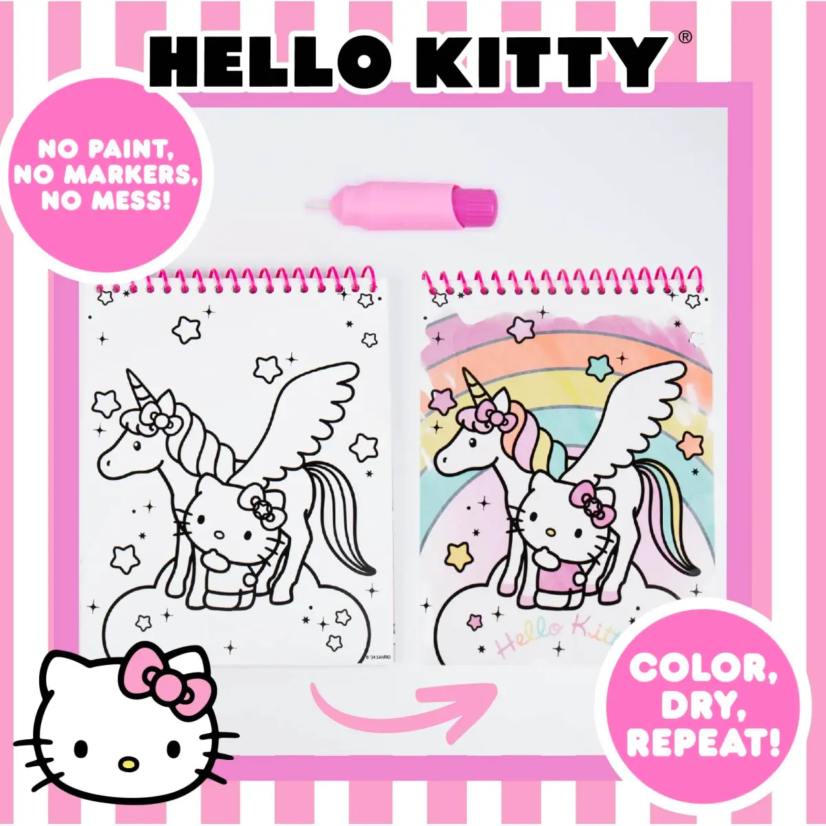 Hello Kitty Aqua Art Pad 4 Art Pages | Mess-Free Water Reveal Activity Pad with Brush Set - view 2