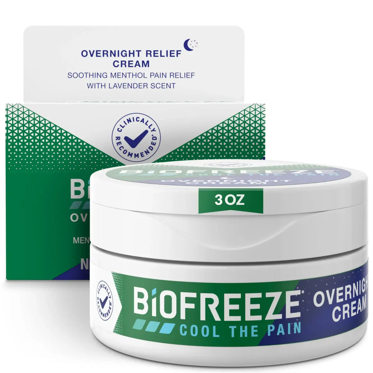 Biofreeze Overnight Pain Relief Cream Lavender-Scented Menthol 88.7 ml (3 Fl Oz) | Trusted by Clinicians for Muscle & Joint Pain - main product image