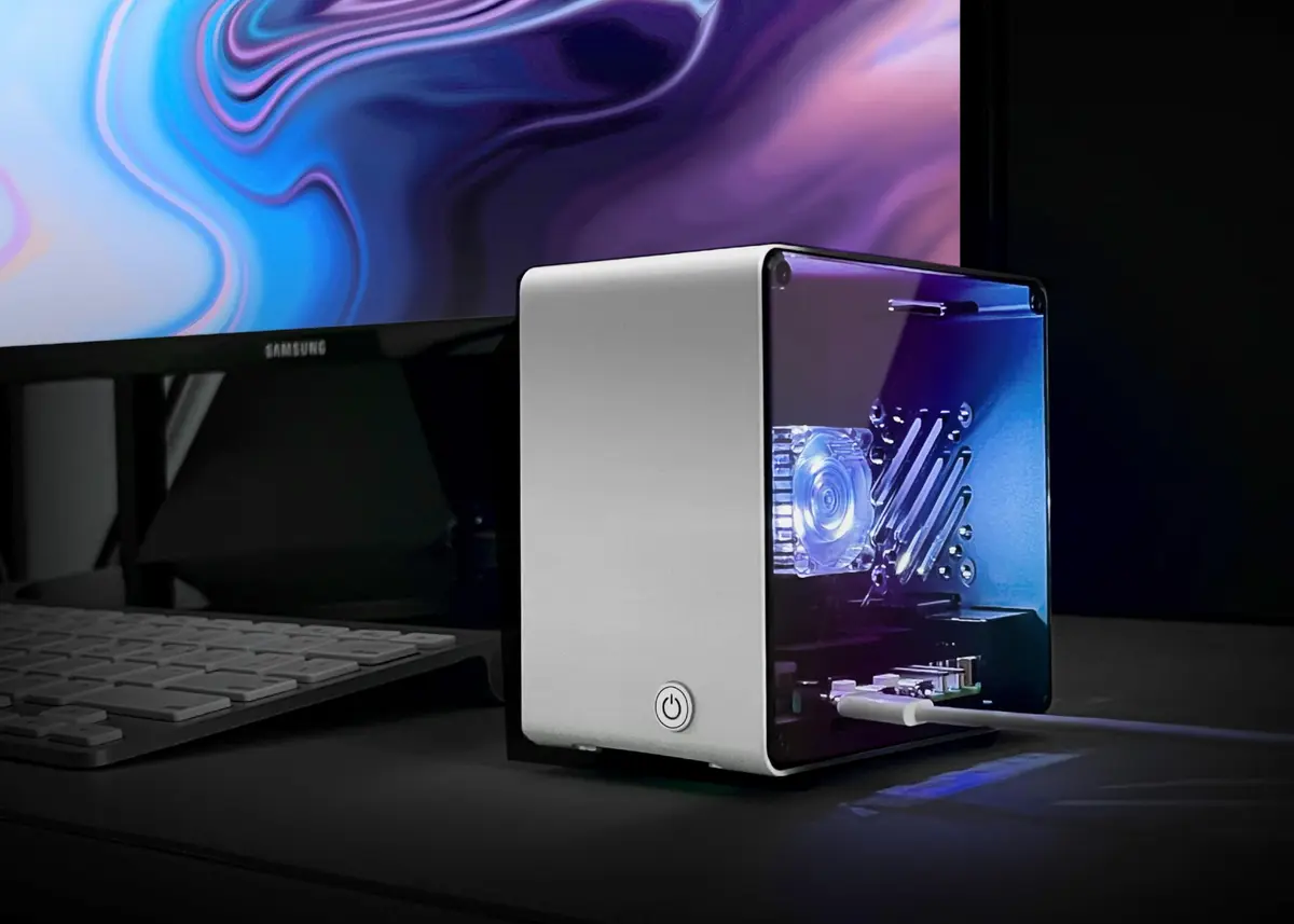ElectroCookie Aluminum Mini Tower Case for Raspberry Pi 5 with RGB Fan & Ambient Light (Silver) | 11.99cm x 7.70cm x 12.30cm - view 8