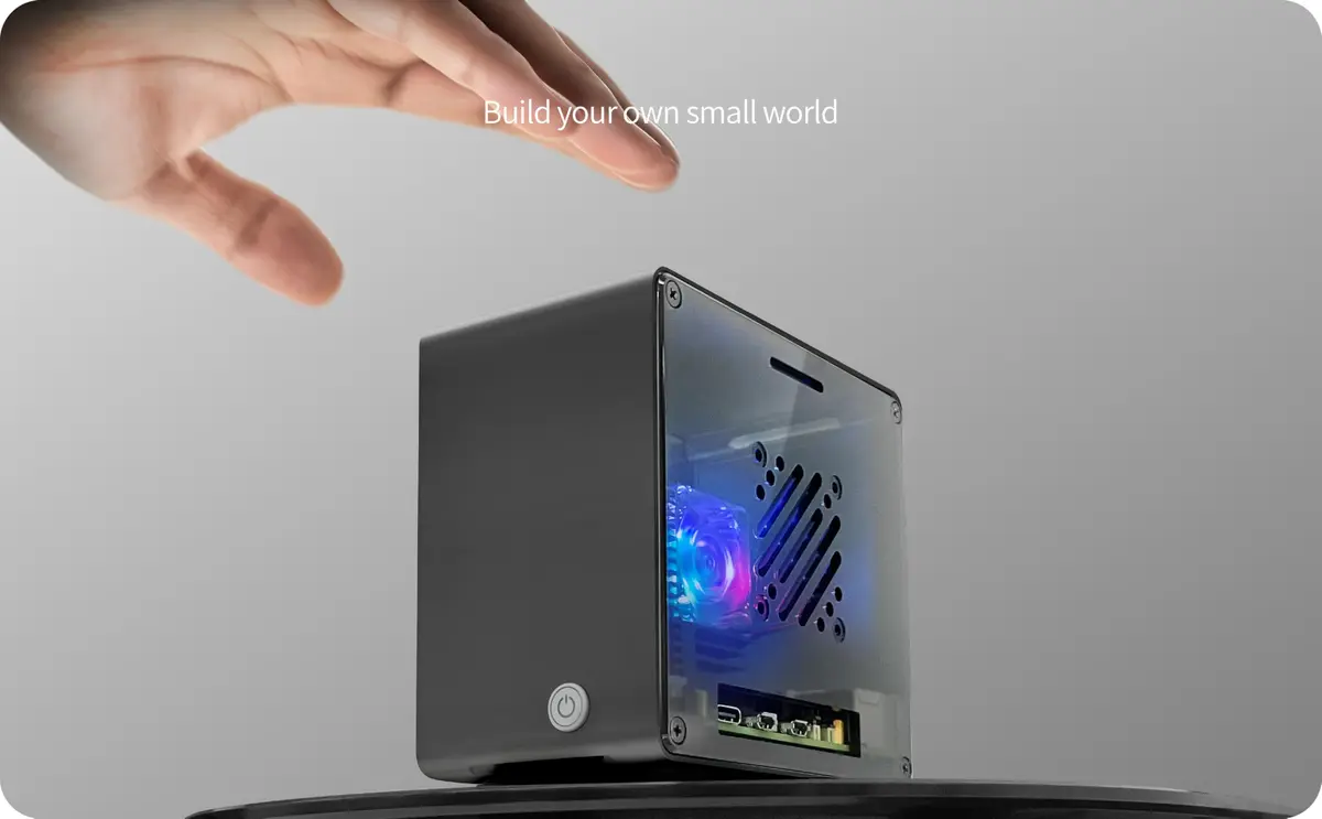 ElectroCookie Raspberry Pi 5 Case Aluminum Mini Tower with RGB Fan & Ambient Light (Black) - view 5