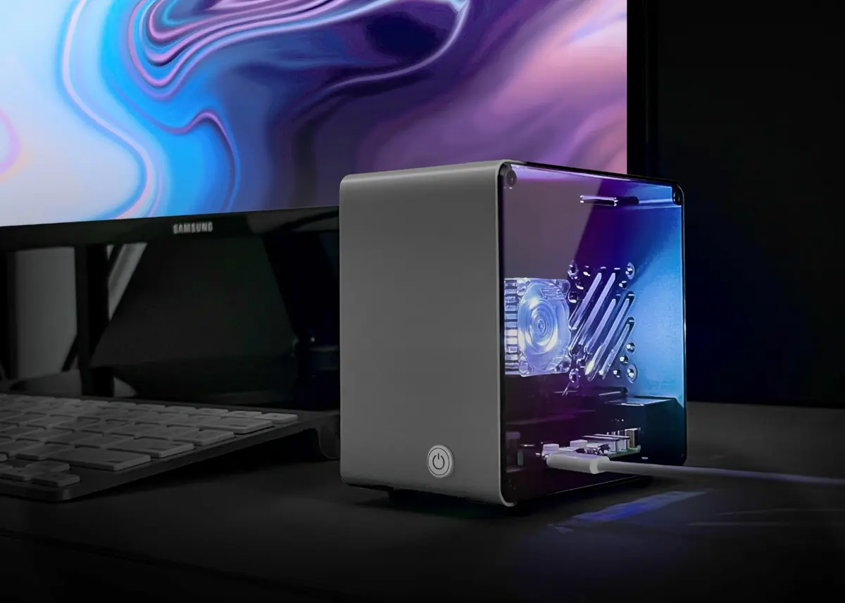 ElectroCookie Raspberry Pi 5 Case Aluminum Mini Tower with RGB Fan & Ambient Light (Black) - view 7