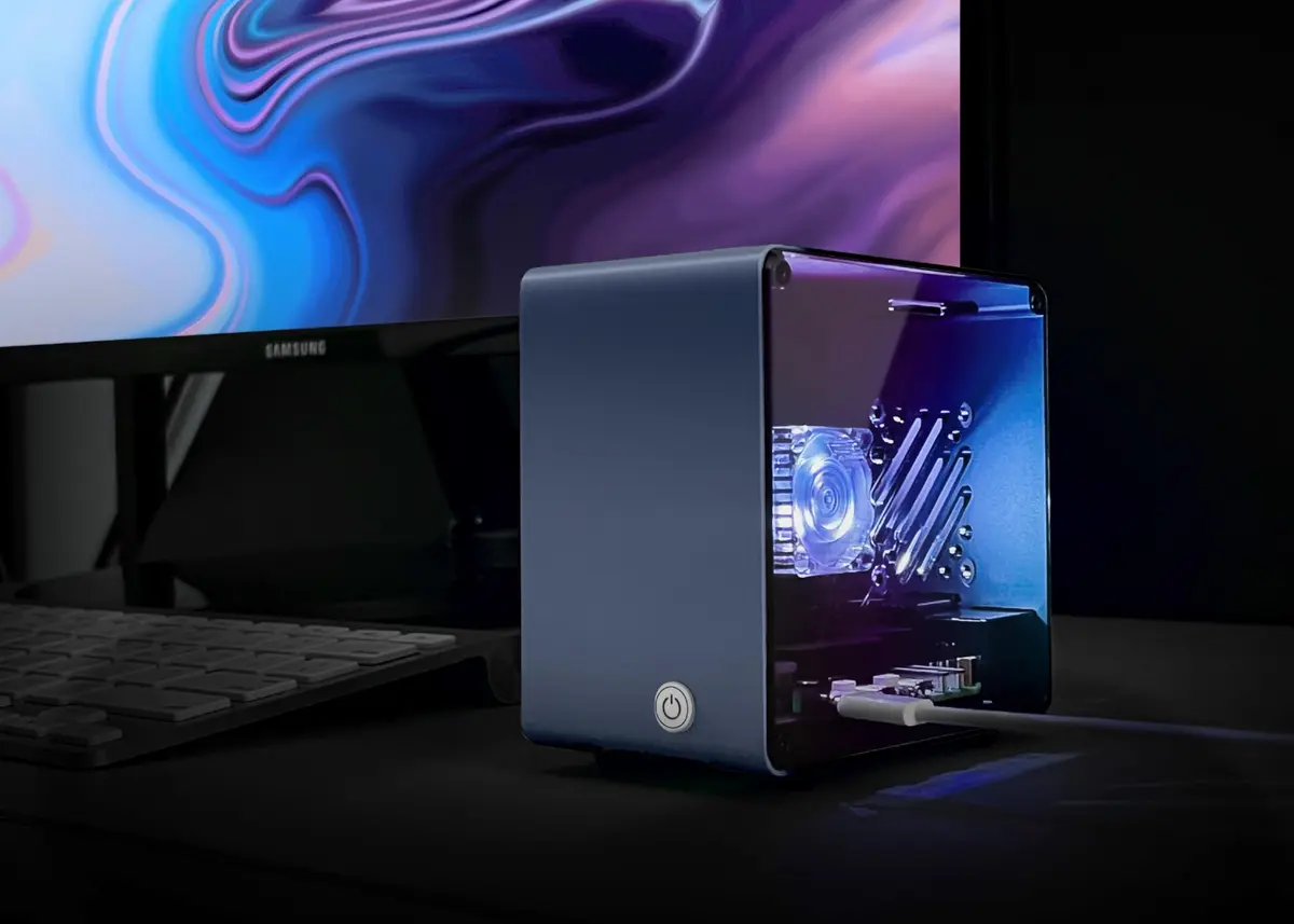 ElectroCookie Raspberry Pi 5 Case Aluminum Mini Tower with Fan & RGB Light (Blue, 0.28 kg) - view 8
