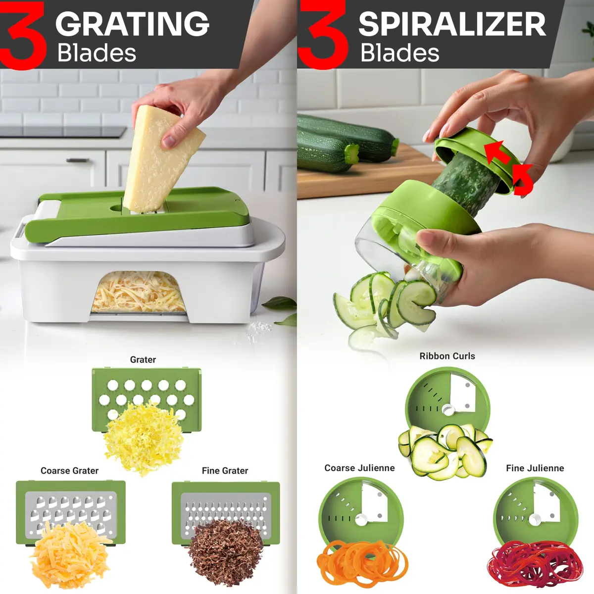 JANSKA Pro-Series All-in-One Mandoline Slicer with 12 Blades | 1.32 kg (2.9 lb) Multi-Purpose Kitchen Tool - view 4