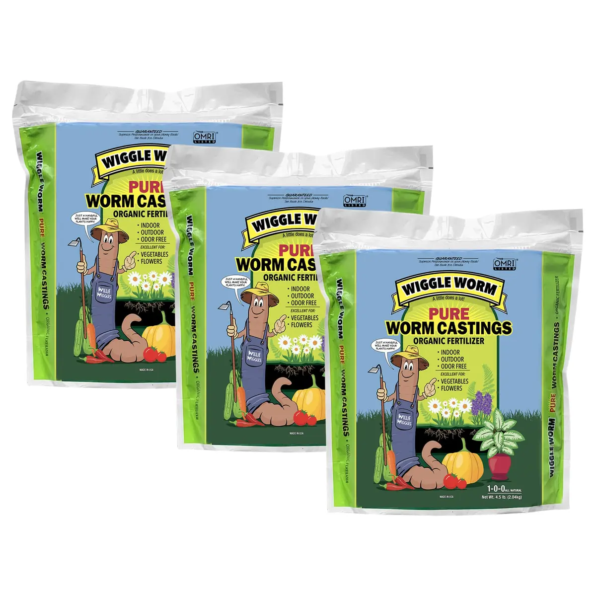 Wiggle Worm 100% Pure Organic Worm Casting Fertilizer, 13.6kg (30lb) | Organic Soil Enricher for Plants - main product image